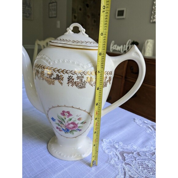 Stetson STT1 American Beauty Laurel VTG 22K Gold CoffeePot Porcelain Cottagecore - Picture 9 of 10